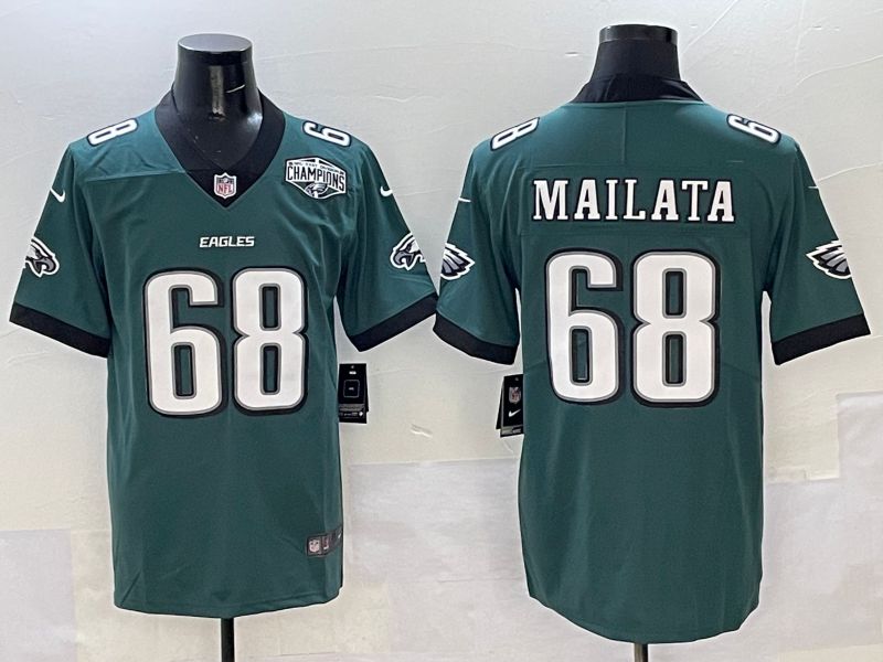 Men Philadelphia Eagles 68 Mailata Green New Nike Limited 2025 NFL Jersey style 8
